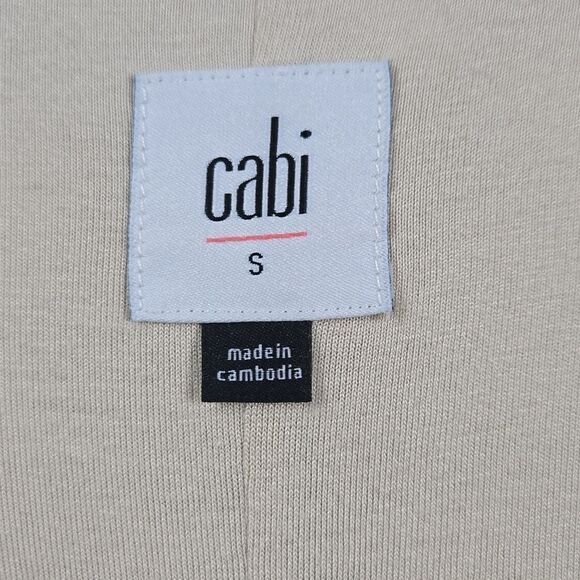 CAbi 6147 Swoon Dress Midi Tiered Swing Work Leisure Taupe Flutter Sleeve Cutout - Picture 9 of 11